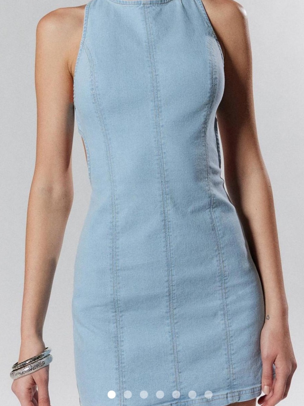 Urban Outfitters Light Blue Denim Halter Mini Dress